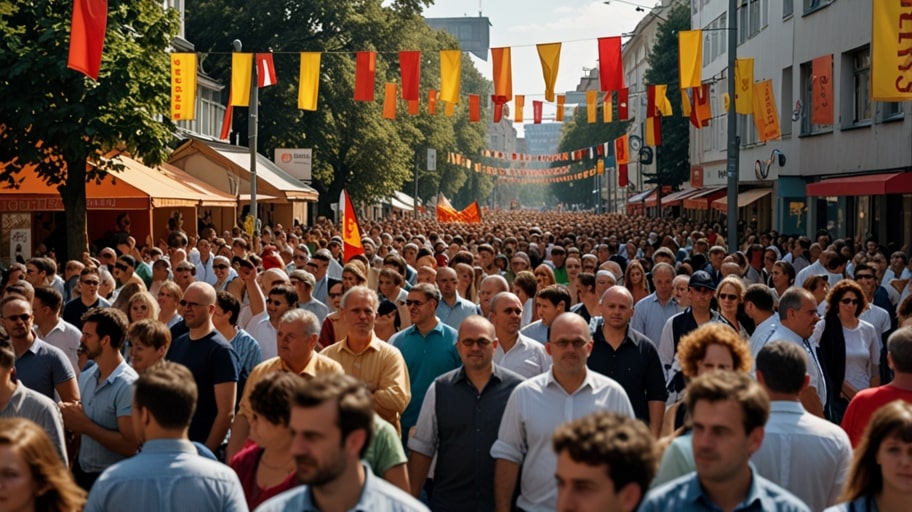 Thousands gather for Labor Day demonstrations and cultural events in Berlin, showcasing art, design, and community spirit.