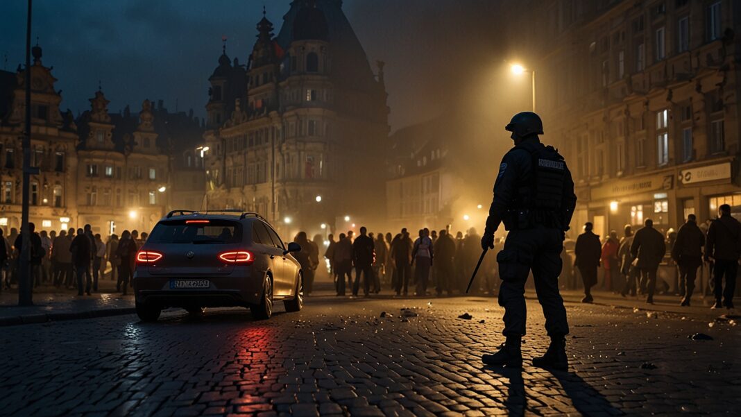Crowds gather in Dresden, Germany, protesting the rise of the far-right AfD party during the Saxony and Thuringia state elections on August 30, 2025, amid tensions over the Solingen knife attack.